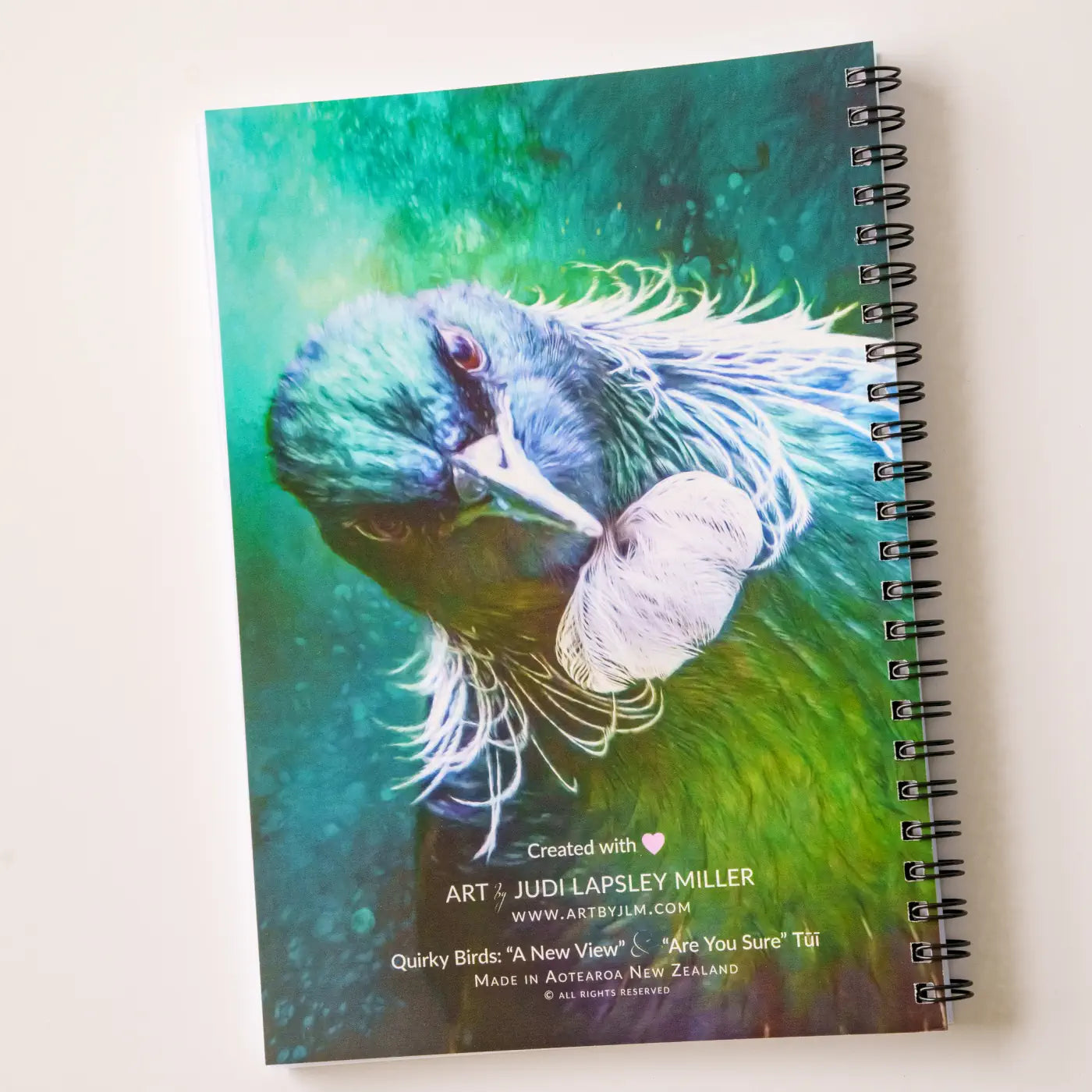 back cover of quirky tui notebook