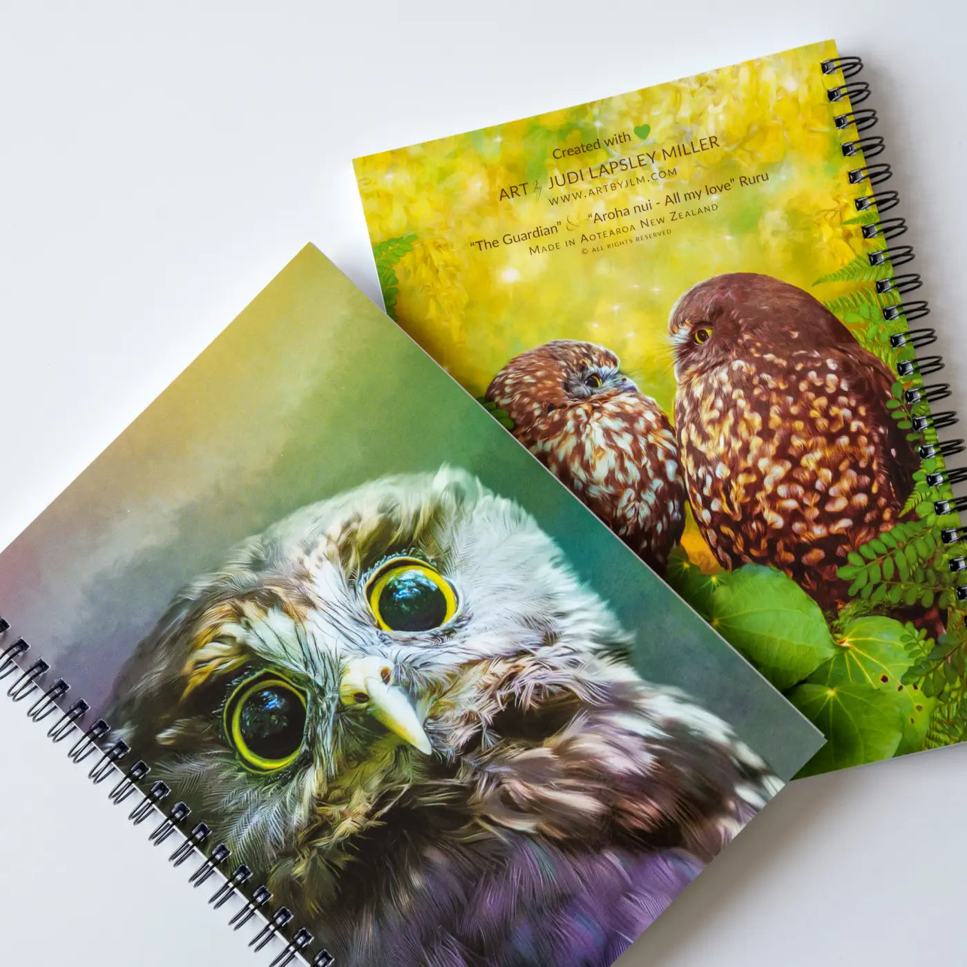 front and back covers of Judi's owl notebook