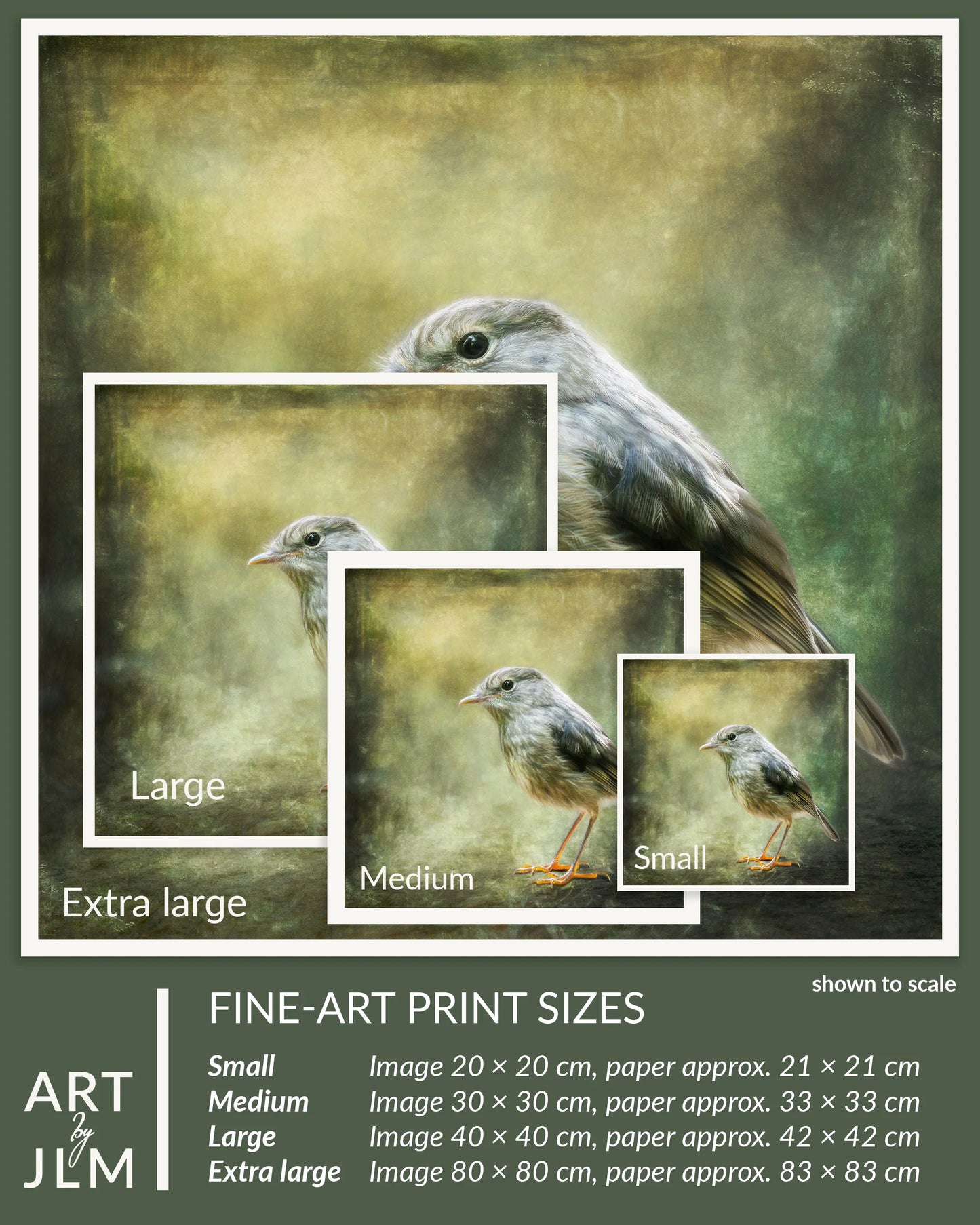 Art print shown at various sizes
