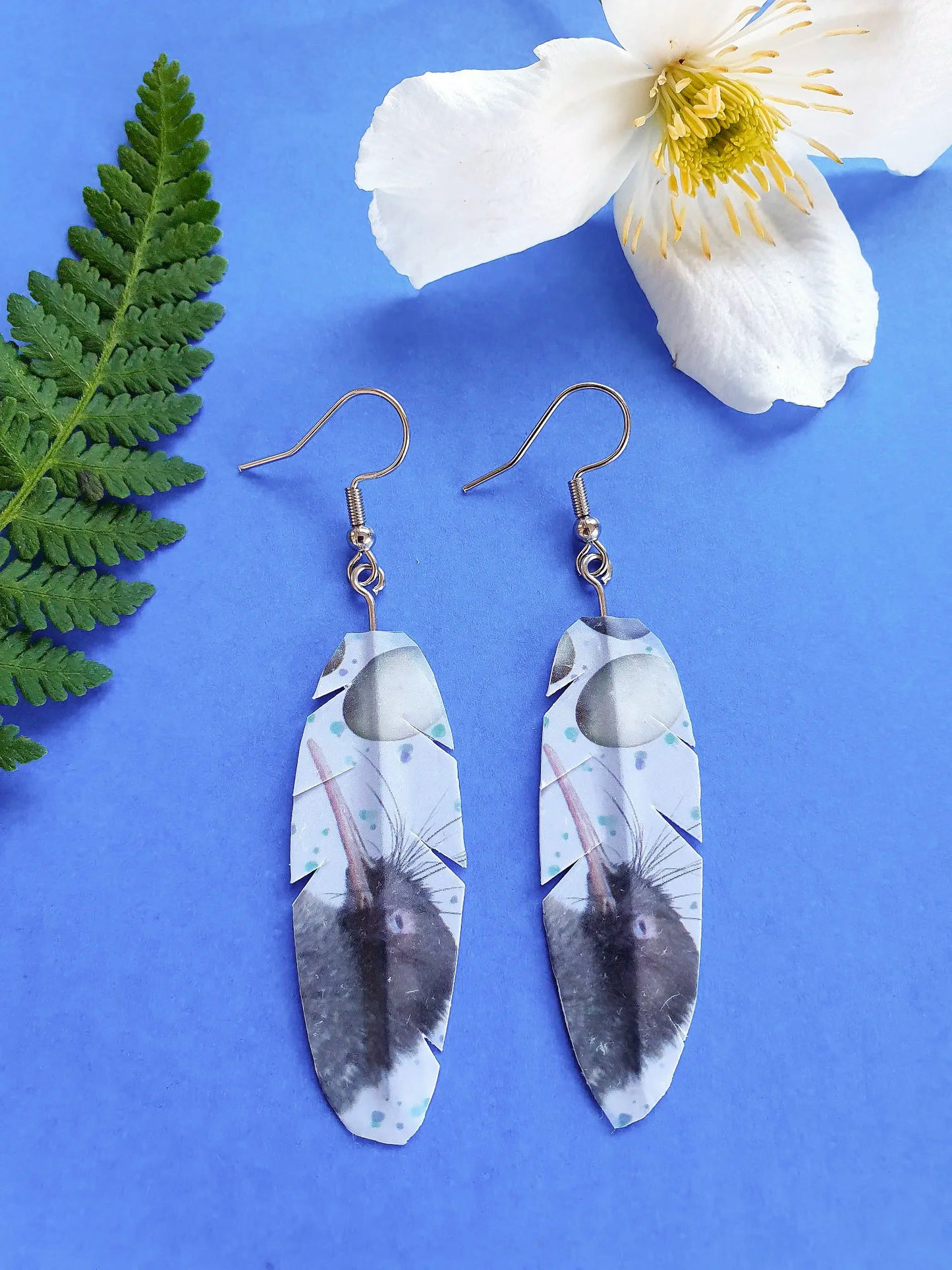 Kiwi Feather Washi Earrings