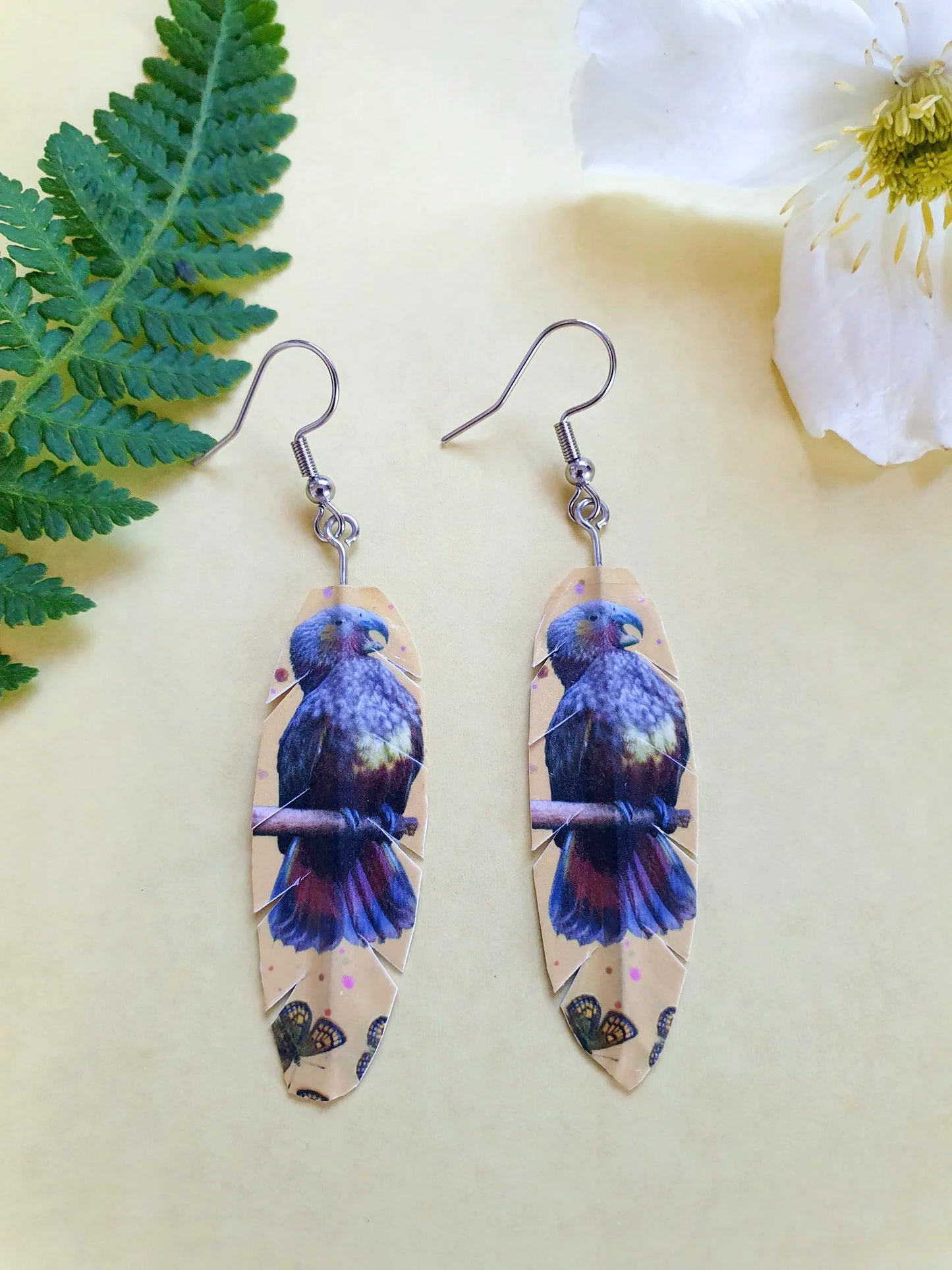 Kākā Feather Washi Earrings