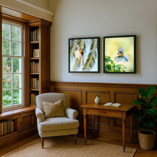 fantail art in a reading nook