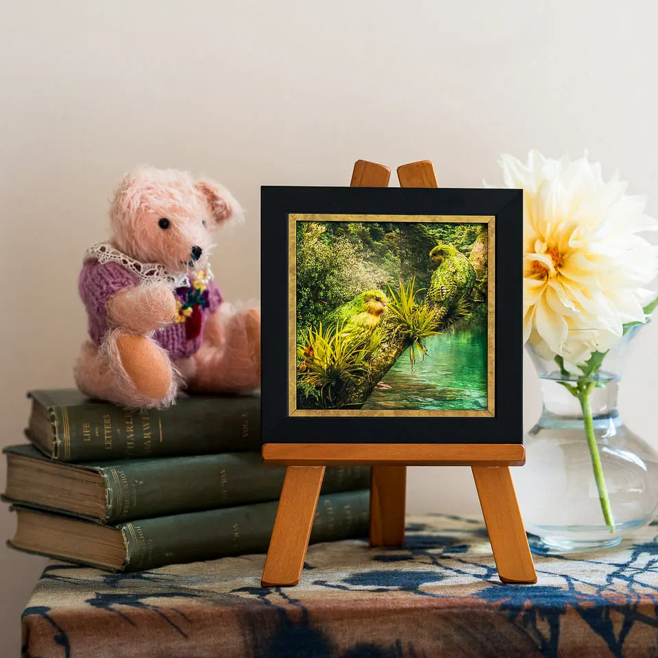 Still life photo of a tinyart piece on an easel