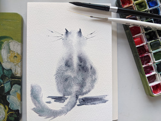 I'm ignoring you (cat) - Framed TinyArt watercolour original