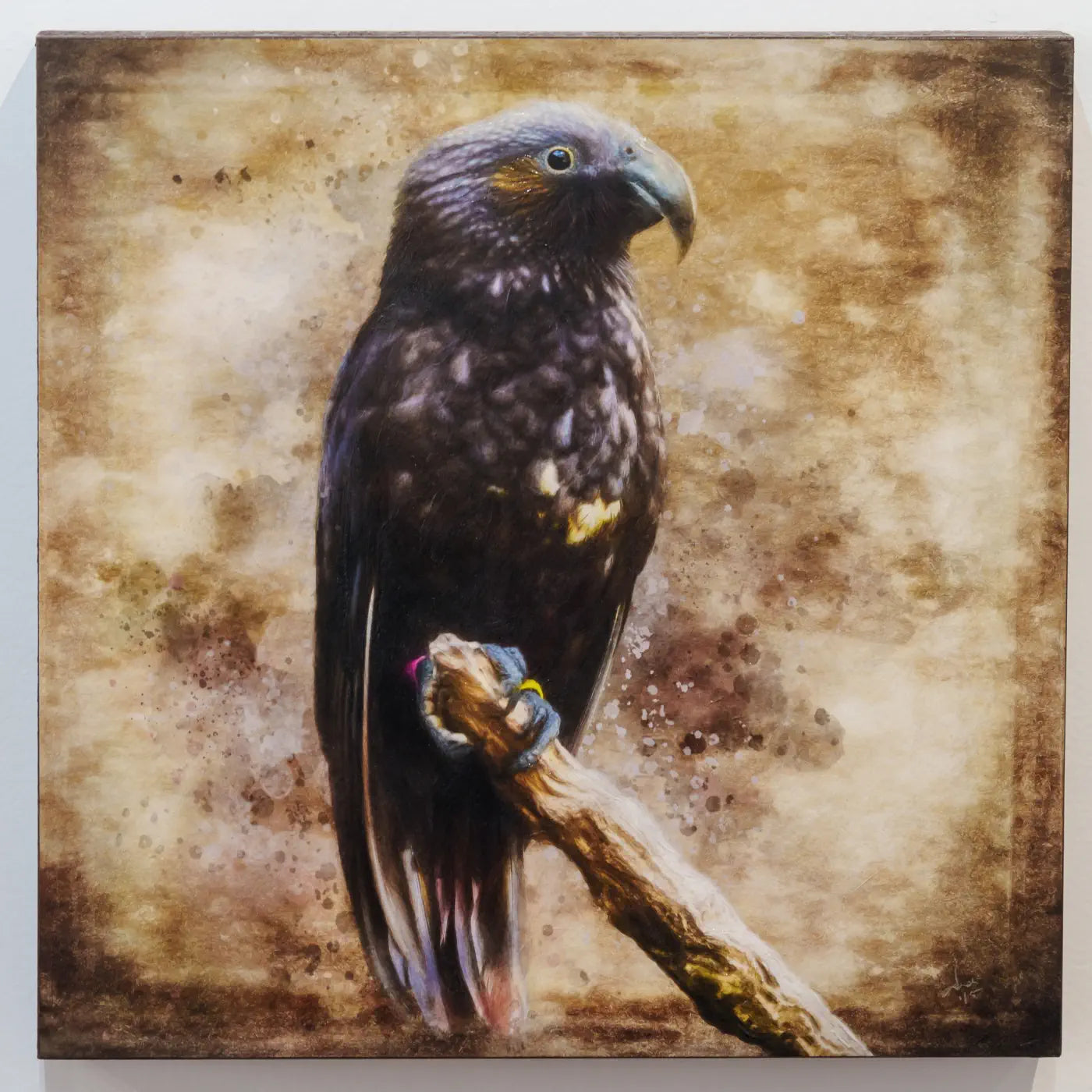 Photo art of a baby kaka with impasto finish