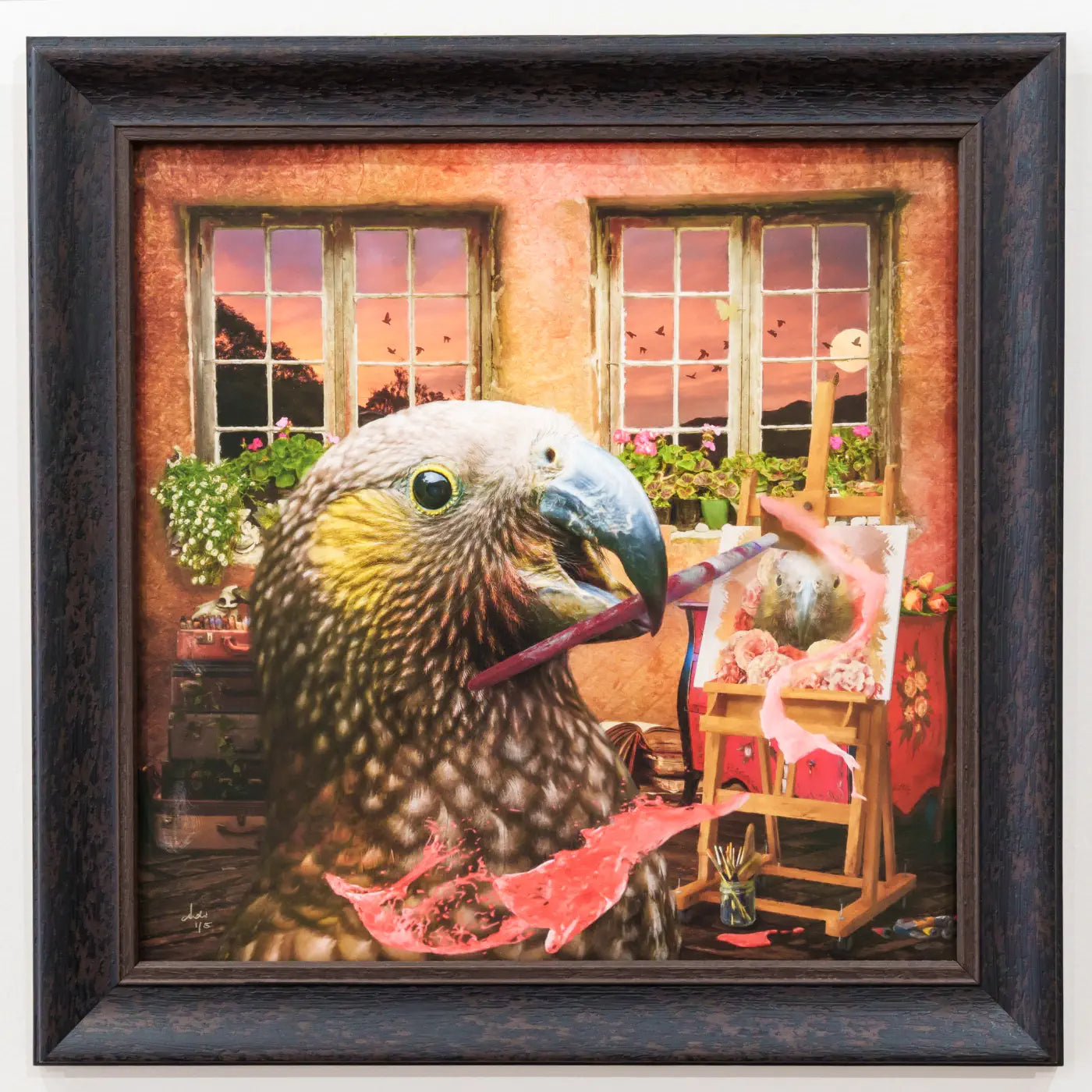 framed artwork of a kaka painting