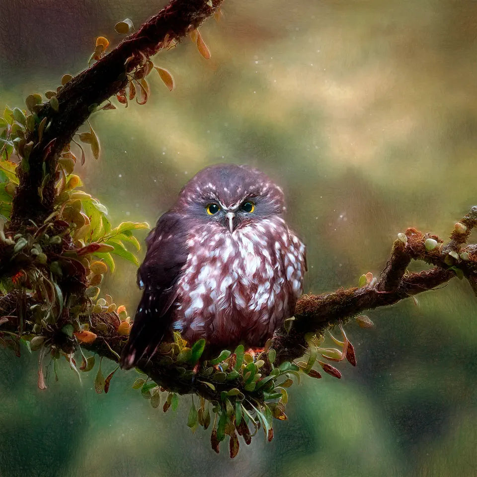 Photoart of an owl on a branch