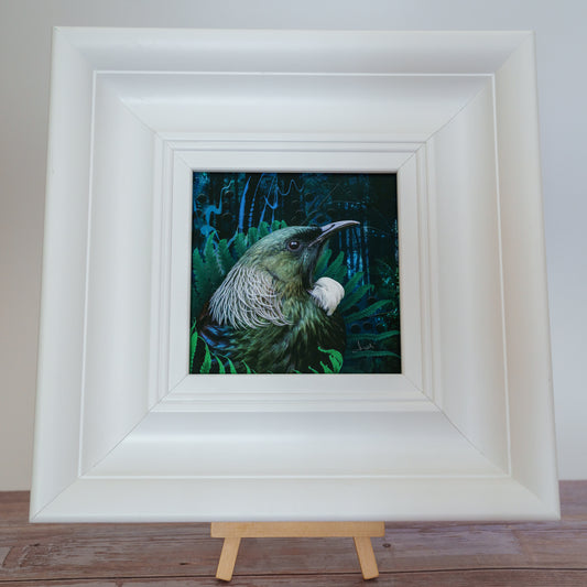 Unfurling (tūī) - Framed TinyArt