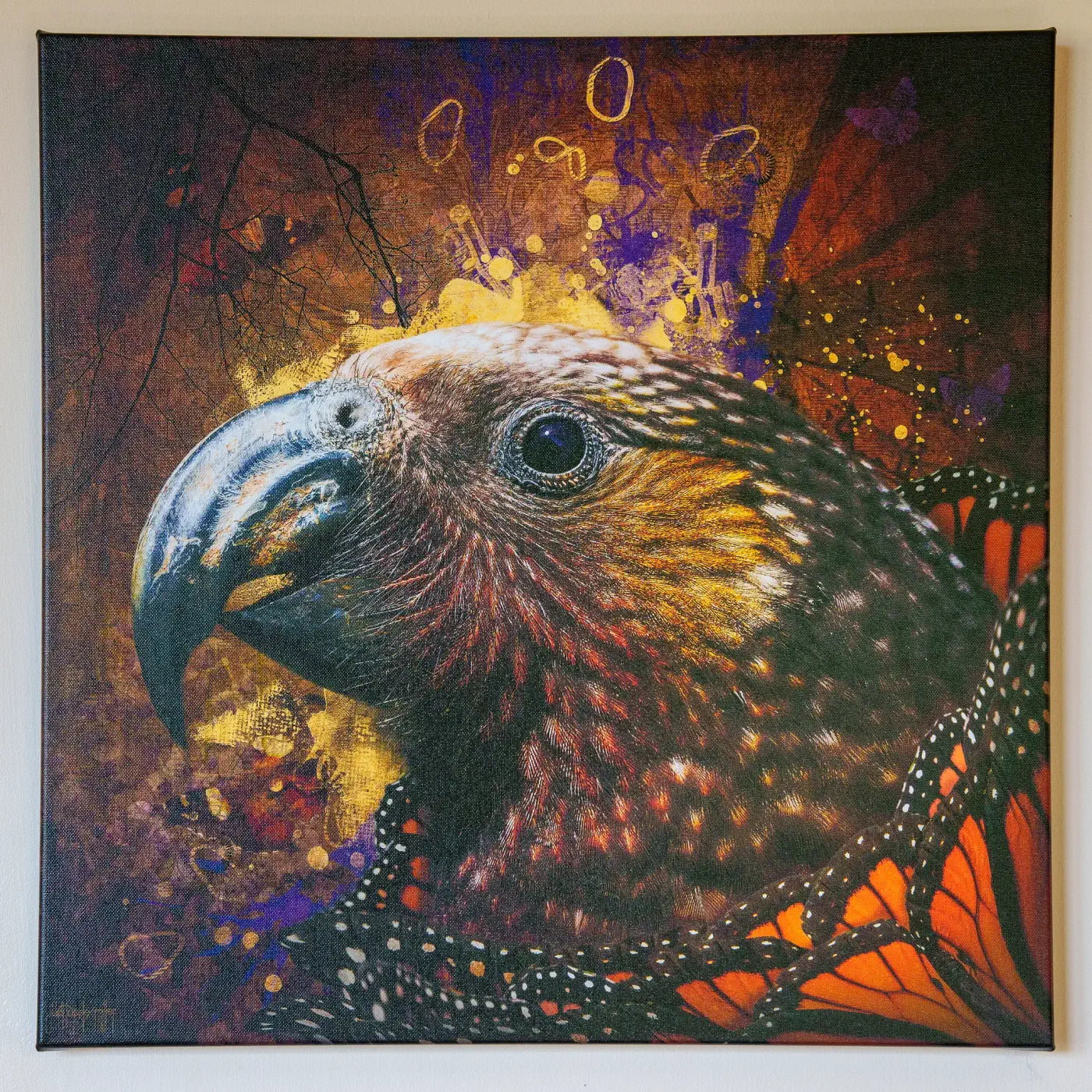 canvas print of kaka artwork, stretched on a frame