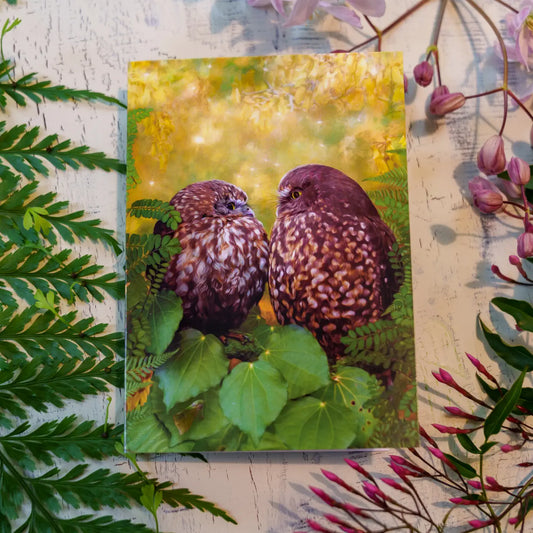 Greeting card wtih two cute owls