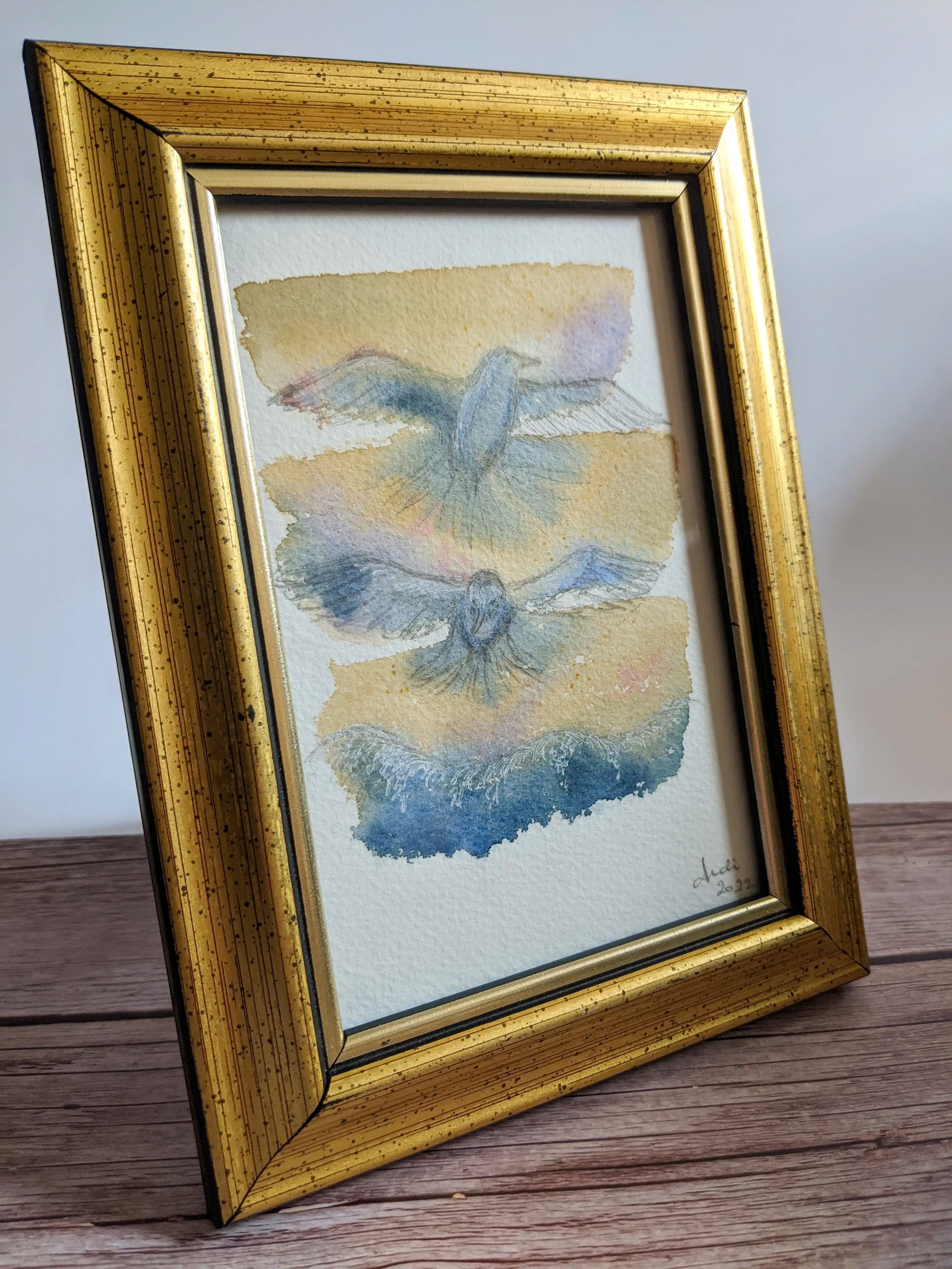 framed seagull painting