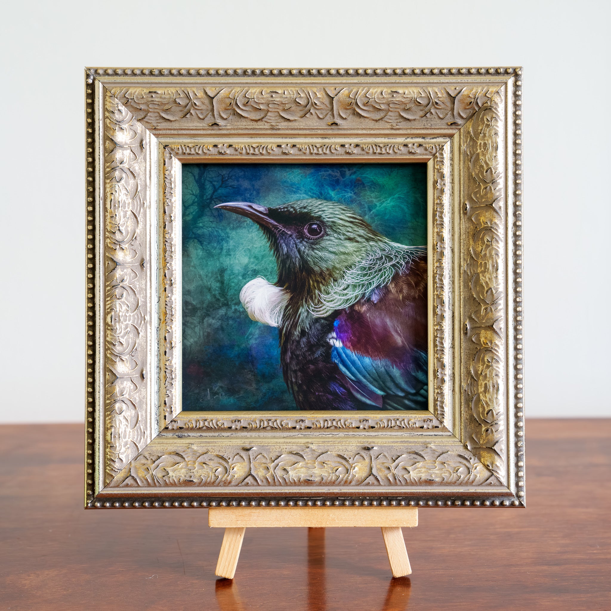 Her Mystery (tūī) - Framed TinyArt – Art by Judi Lapsley Miller