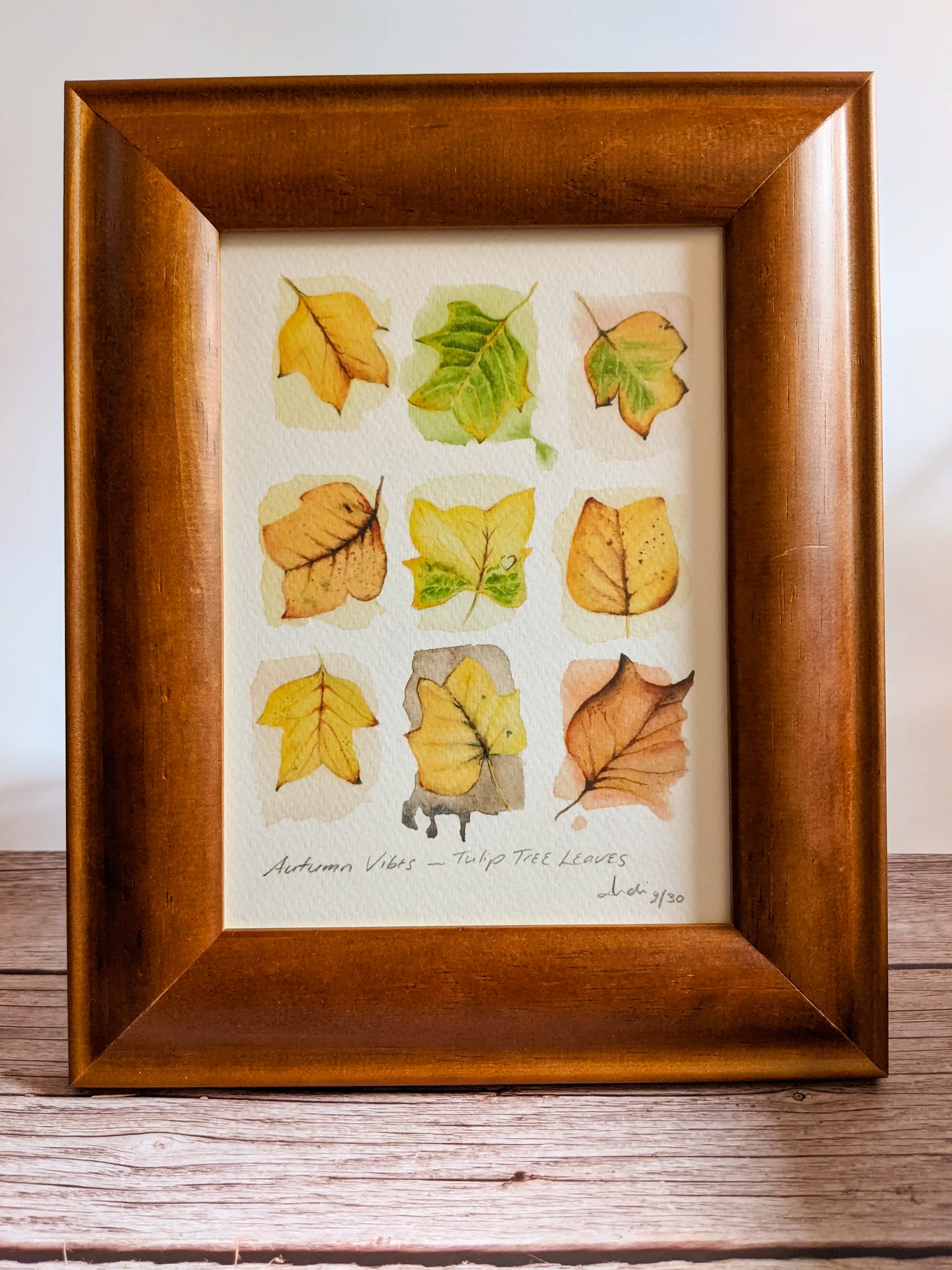 framed watercolour print of leaves