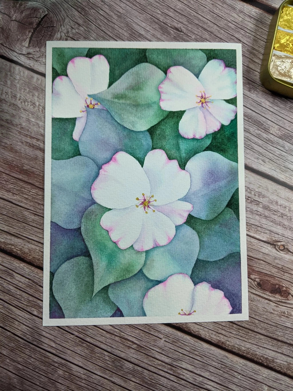 original watercolour flower painting before framing