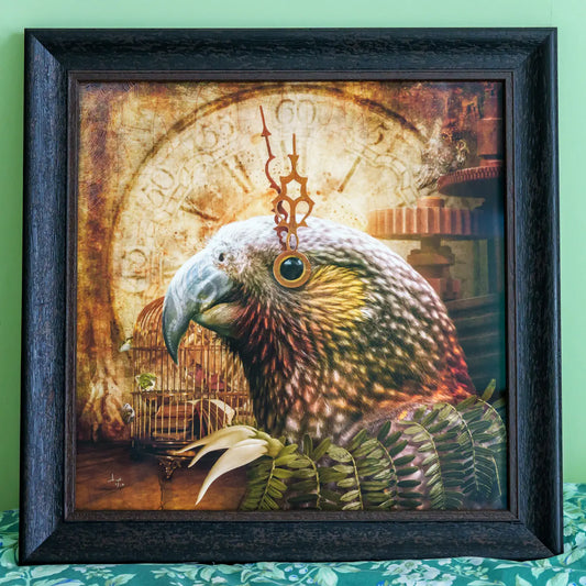 framed kākā artwork