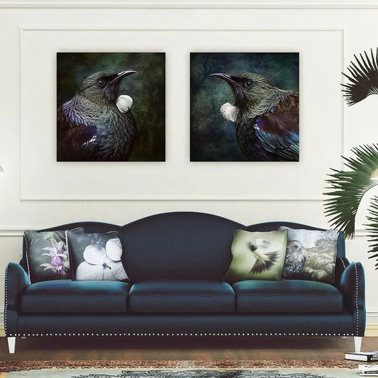Modern lounge with tui artworks hanging above the sofa
