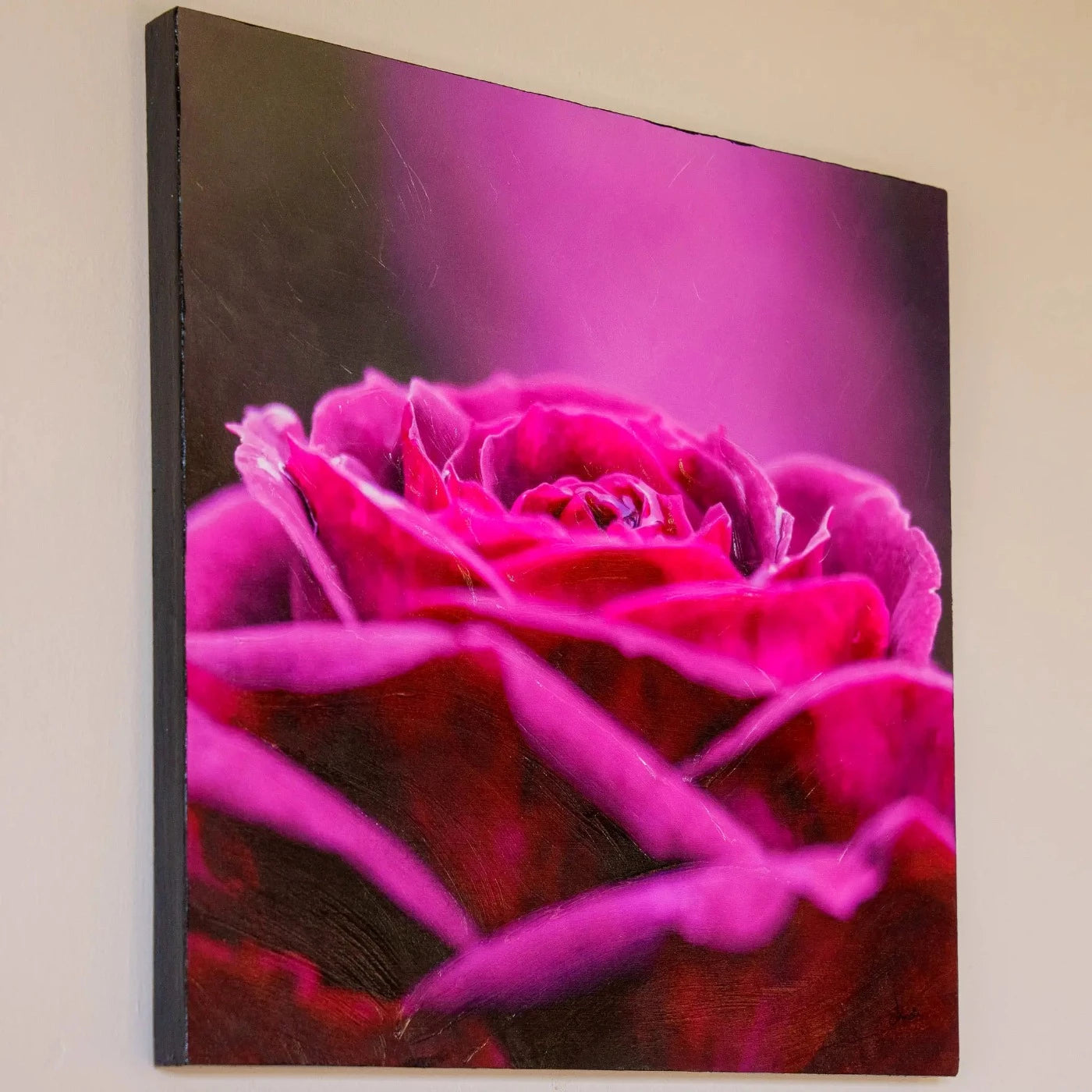 Purple rose artwork angled view