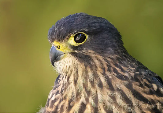 Close up of a karearea falcon